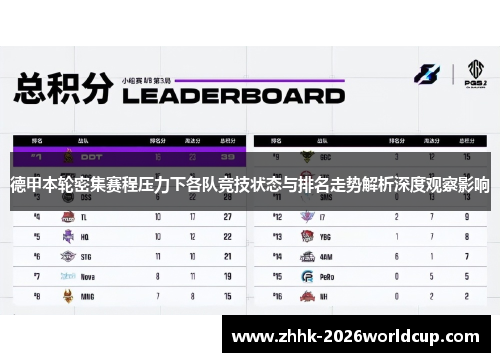 德甲本轮密集赛程压力下各队竞技状态与排名走势解析深度观察影响