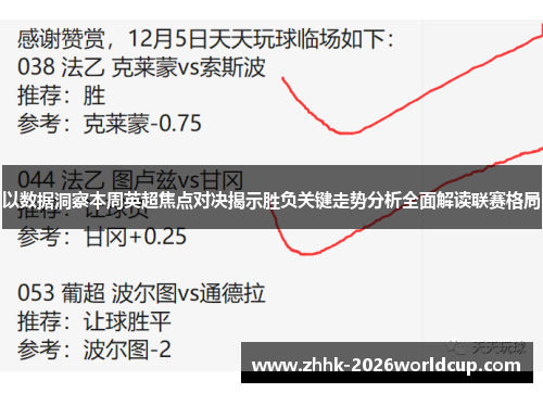 以数据洞察本周英超焦点对决揭示胜负关键走势分析全面解读联赛格局